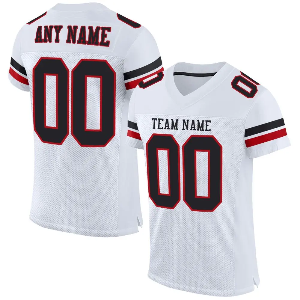 White Black-Red Classic Style Mesh Football Jersey