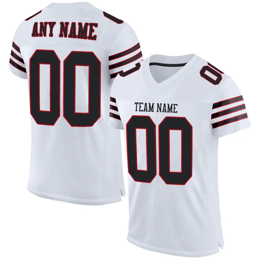 White Black-Red Classic Style Mesh Football Jersey