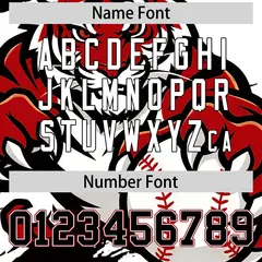 White Black Red Full-Snap Tiger Graffiti Baseball Jersey 7