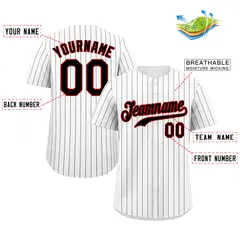 White Black Red Hook Stripe Baseball Jersey 2
