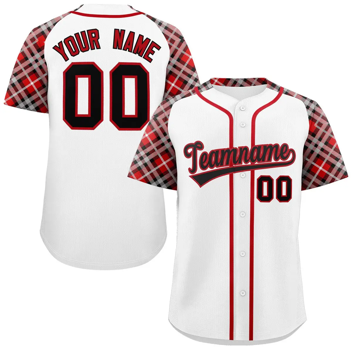 White Black-Red Raglan Sleeves Authentic Baseball Jersey