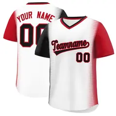 White Black-Red Raglan Sleeves Pullover Baseball Jersey
