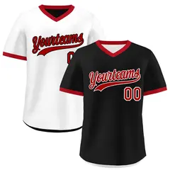 White Black Red Reversible Pullover Baseball Jersey