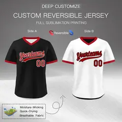 White Black Red Reversible Pullover Baseball Jersey 2