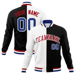 White Black Red Split Varsity Full-Snap Letterman Jacket 1