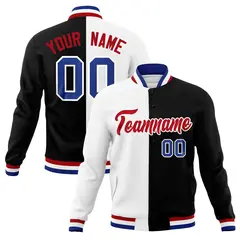 White Black Red Split Varsity Full-Snap Letterman Jacket 1