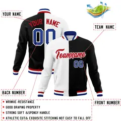 White Black Red Split Varsity Full-Snap Letterman Jacket 4