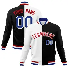 White Black Red Split Varsity Full-Snap Letterman Jacket 1