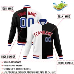White Black Red Split Varsity Full-Snap Letterman Jacket 4