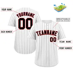 White Black Red Stripe Fashion Authentic Baseball Jersey 2
