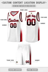 White Black-Red Two Tone Font Basketball Jersey 2