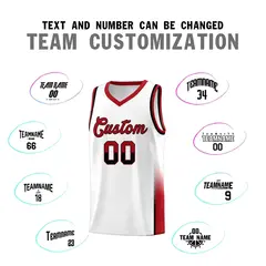 White Black-Red Two Tone Font Basketball Jersey 3