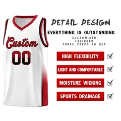 White Black-Red Two Tone Font Basketball Jersey 4
