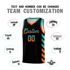White Black Reversible Basketball Kits - Side Arrow Aqua Orange Gradient 4