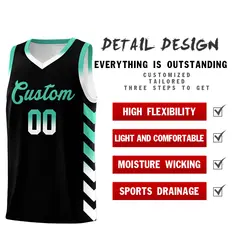 White Black Reversible Basketball Kits - Side Arrow Black Bright Green Gradient 3