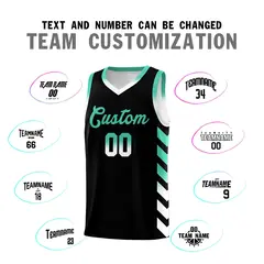 White Black Reversible Basketball Kits - Side Arrow Black Bright Green Gradient 4