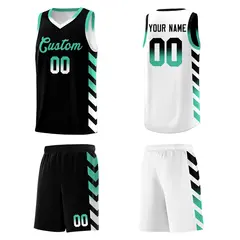 White Black Reversible Basketball Kits - Side Arrow Black Bright Green Gradient 5