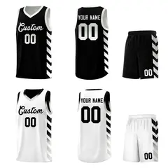 White Black Reversible Basketball Kits - Side Arrow Black Gray Gradient 2
