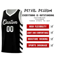 White Black Reversible Basketball Kits - Side Arrow Black Gray Gradient 3