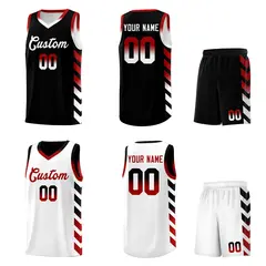 White Black Reversible Basketball Kits - Side Arrow Black Red Gradient 2