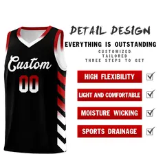 White Black Reversible Basketball Kits - Side Arrow Black Red Gradient 3