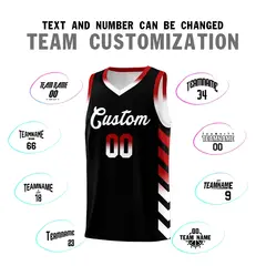 White Black Reversible Basketball Kits - Side Arrow Black Red Gradient 4