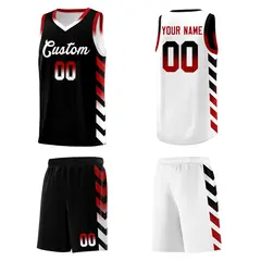 White Black Reversible Basketball Kits - Side Arrow Black Red Gradient 5