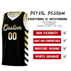 White Black Reversible Basketball Kits - Side Arrow Old Gold Black Gradient 3