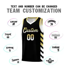 White Black Reversible Basketball Kits - Side Arrow Old Gold Black Gradient 4