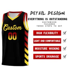 White Black Reversible Basketball Kits - Side Arrow Red Gold Gradient 3