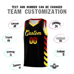 White Black Reversible Basketball Kits - Side Arrow Red Gold Gradient 4