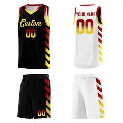 White Black Reversible Basketball Kits - Side Arrow Red Gold Gradient 5
