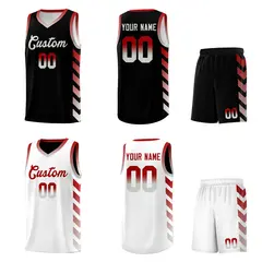 White Black Reversible Basketball Kits - Side Arrow Red Gray Gradient 2