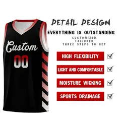 White Black Reversible Basketball Kits - Side Arrow Red Gray Gradient 3