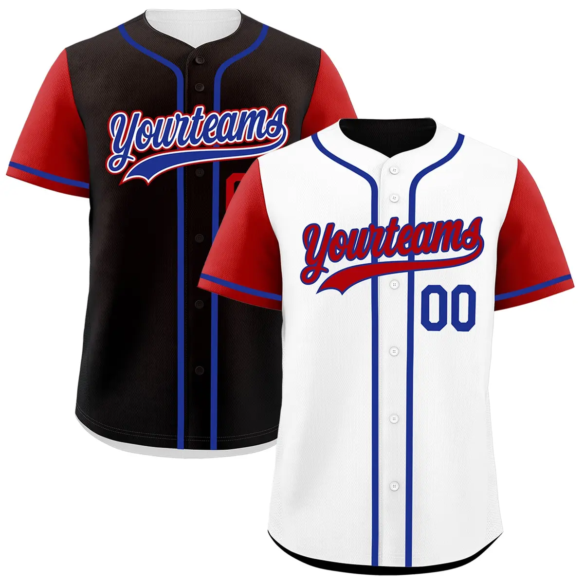 White Black Reversible Raglan Baseball Jersey