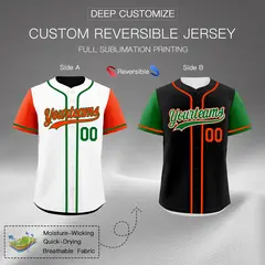 White Black Reversible Raglan Baseball Jersey 2
