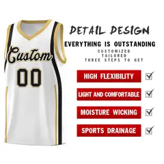 White Black Ribbon Pattern Basketball Kits 2