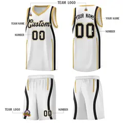 White Black Ribbon Pattern Basketball Kits 5