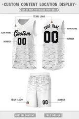 White Black Scratches Pattern Sports Basketball Jersey 2