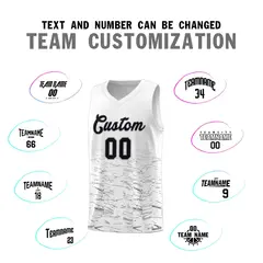 White Black Scratches Pattern Sports Basketball Jersey 3