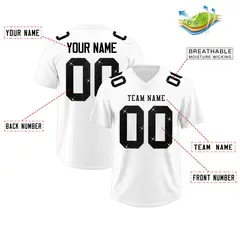 White Black Sequin Lettering Football Jersey 2