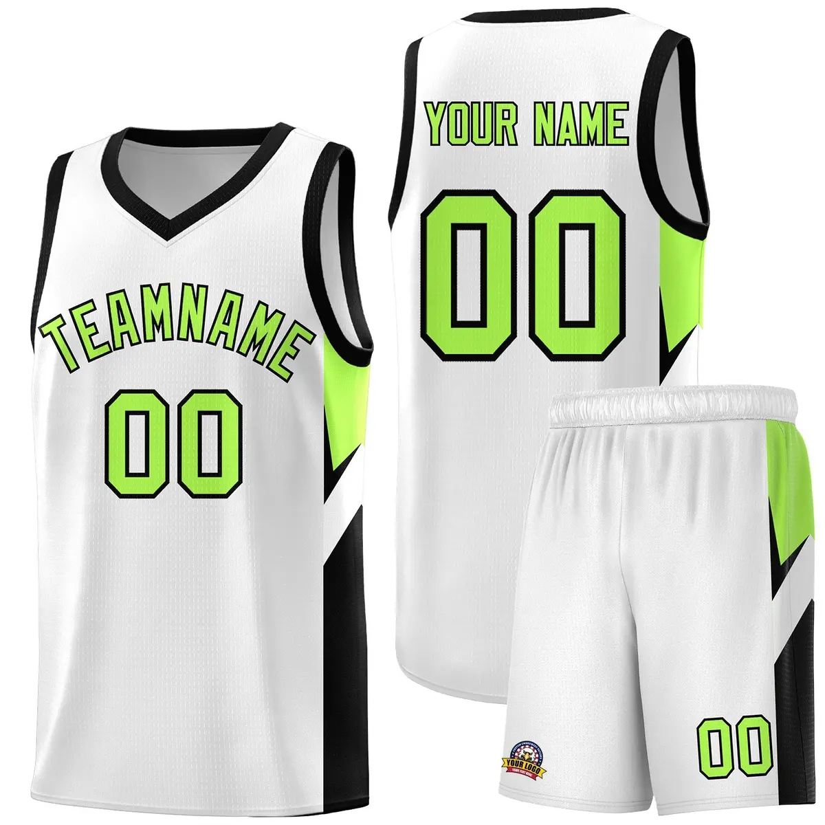 White Black Side Design Basketball Jersey Sports Uniform
