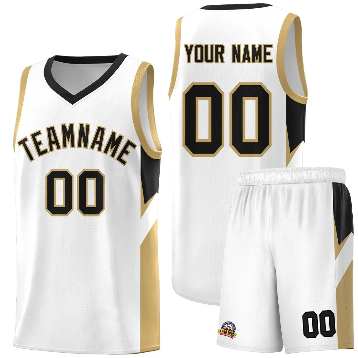 White Black Side Design Basketball Jersey Sports Uniform