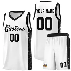 White Black Side Splash Basketball Uniform Jersey 1