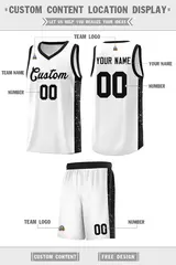 White Black Side Splash Basketball Uniform Jersey 2