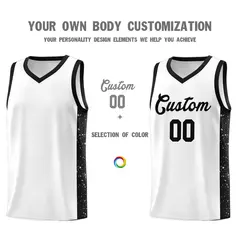 White Black Side Splash Basketball Uniform Jersey 3
