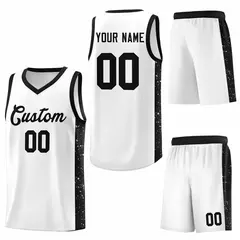 White Black Side Splash Basketball Uniform Jersey 6