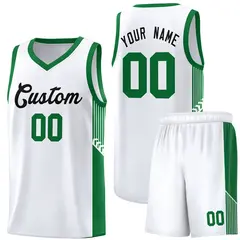 White Black Side Stripe Fashion Basketball Uniform Jersey