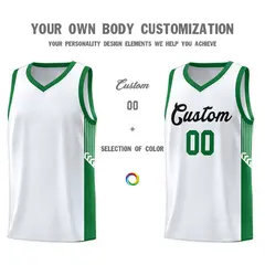 White Black Side Stripe Fashion Basketball Uniform Jersey 3