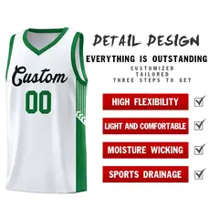 White Black Side Stripe Fashion Basketball Uniform Jersey 5